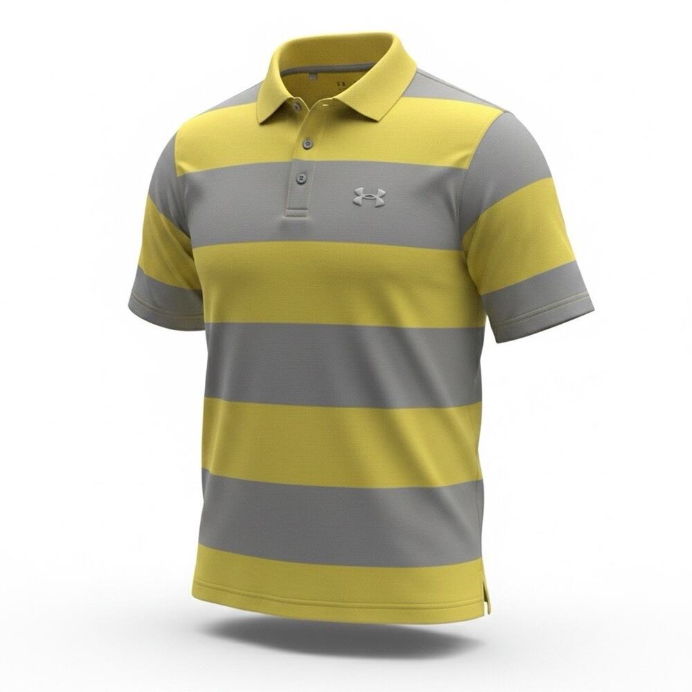 UA HeatGear Loose Fit Polo Yellow Men's golf  X-L,arge Golf Athleisure A134